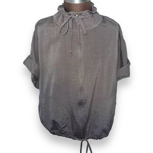 St. John Drawstring Track Jacket Viscose And Wool Olive Green Size Medium